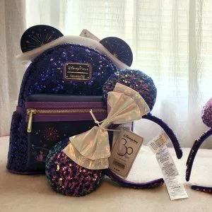 Original Loungefly Disneyland Paris 30th Anniversary Bag + Ears Bundle New Disneyland Paris 30th Anniversary sPARKling Collection  main image 3